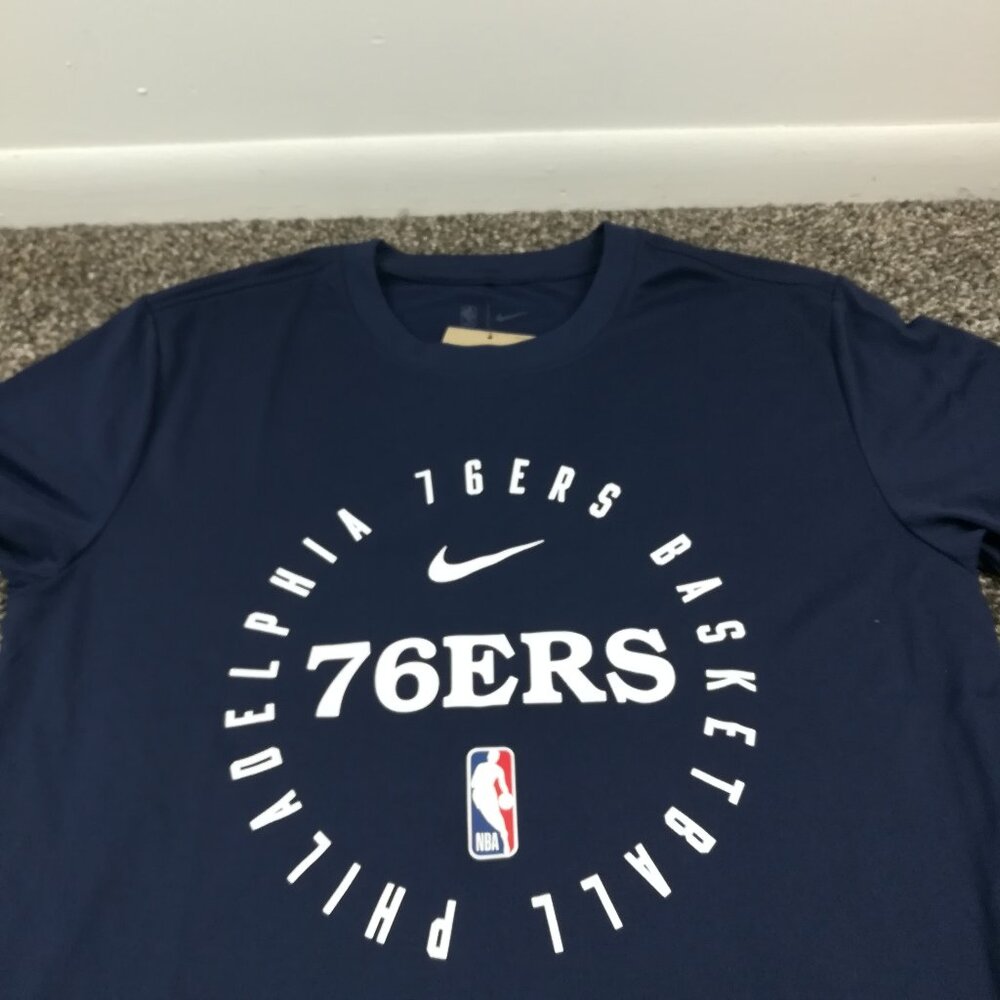 NWT 2024 Philadelphia 76ers Shirt Nike Authentics Center Swoosh Mens Small